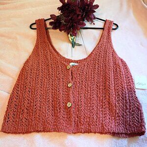 Burnt orange XL Free People festival boho sleeveless crop tank top